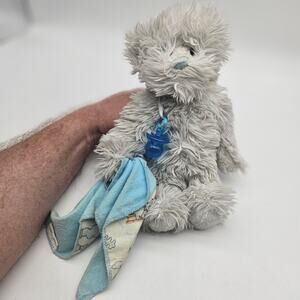 Plush Teddy Bear Lovey Gray Shaggy Blue Pacifier Security Blanket Stuffed Animal